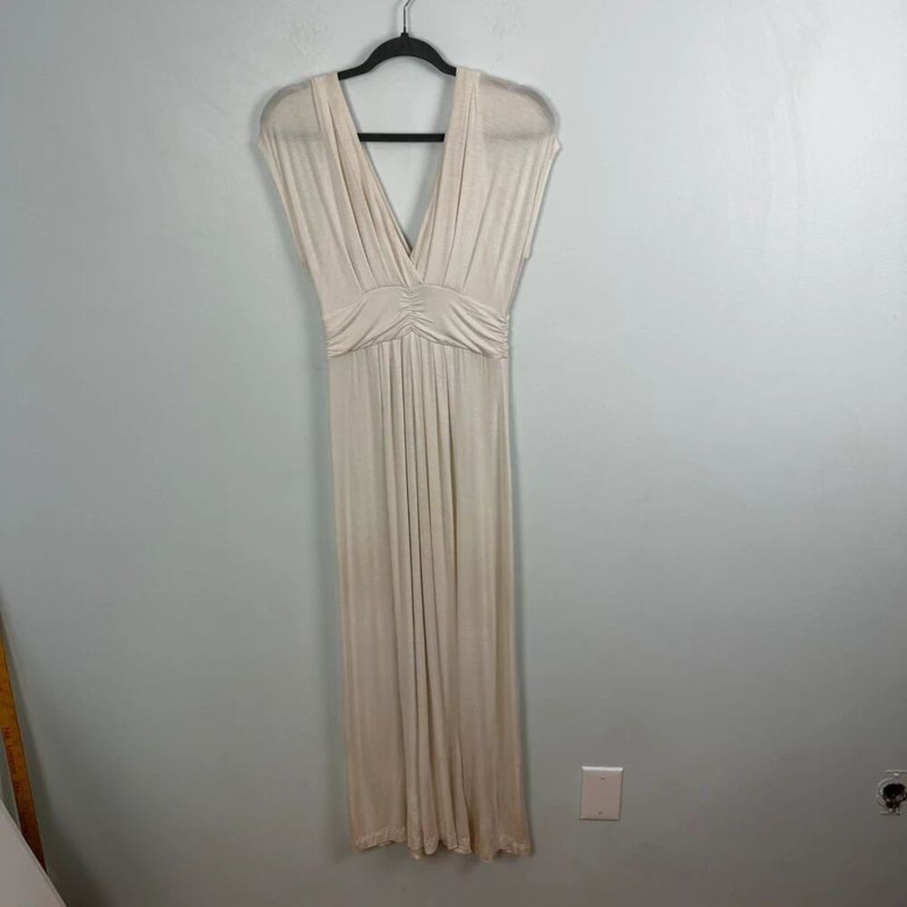 Iman Knit Maxi Cap Sleeve Dress Cream Casual Size Small